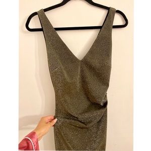 Nicole Miller V Neck Gold Dress